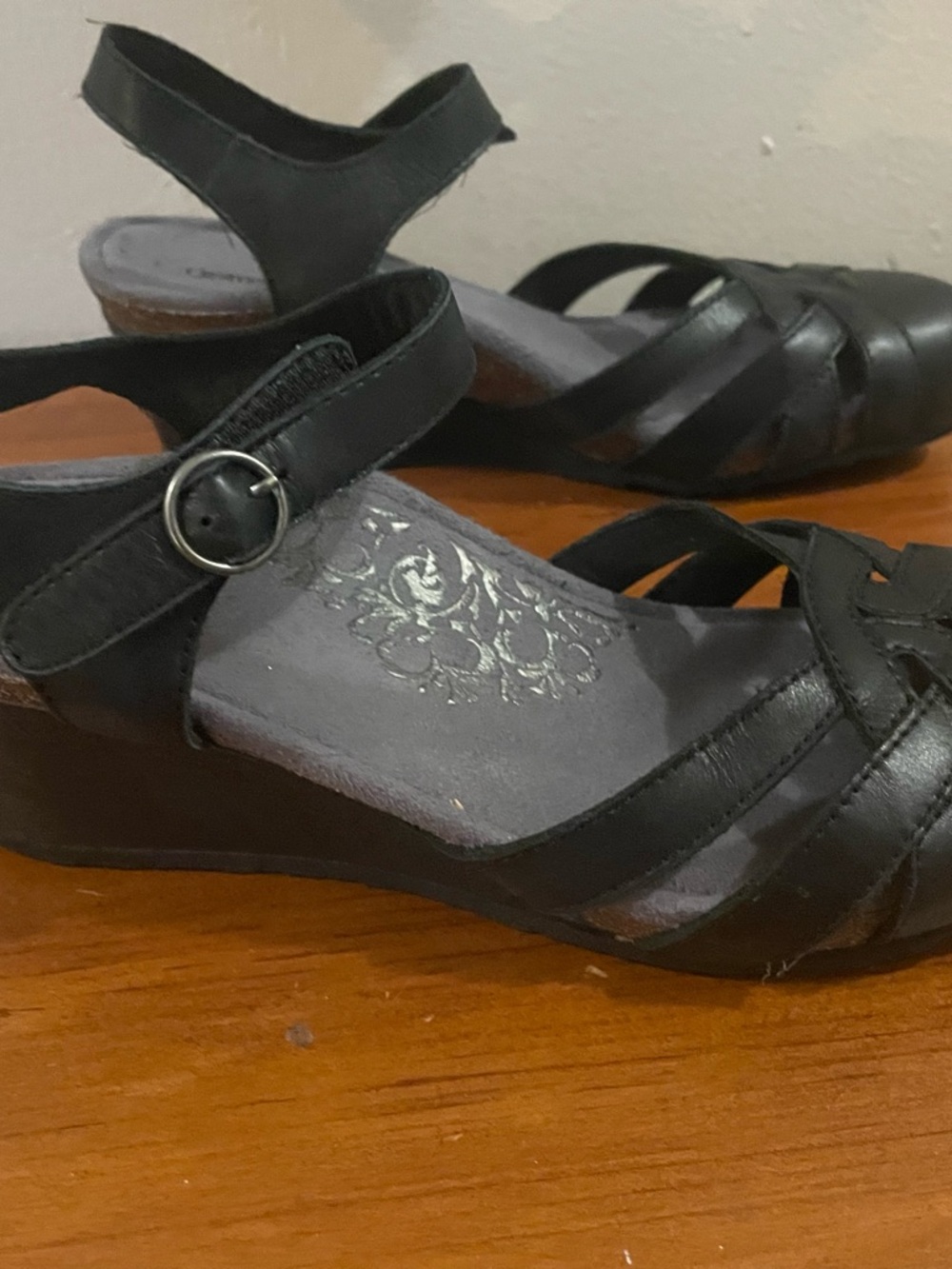 Black Women's Ankle-Strap Wedge Sandals